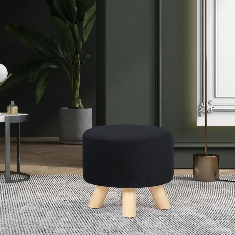 Darlington 11.2" Wide Round Ottoman, Black