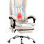 Fauteuil de bureau blanc crème avec massage en 6 points, repose-pieds réglable en hauteur, repose-pieds, crème