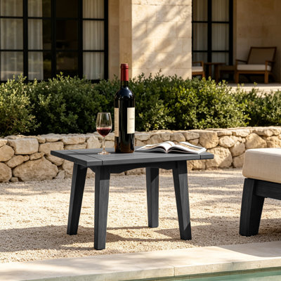 Polett Rectangular 19.6'' W Solid Wood Outdoor Side Table 