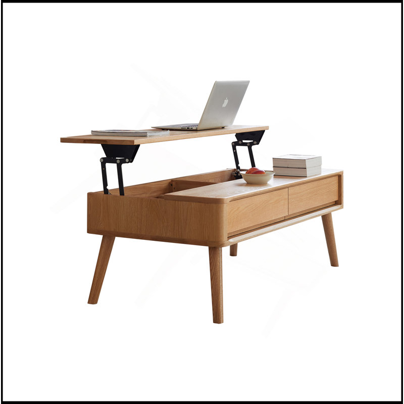 Table basse polyvalente en bois avec rangement dissimulé et construction durable