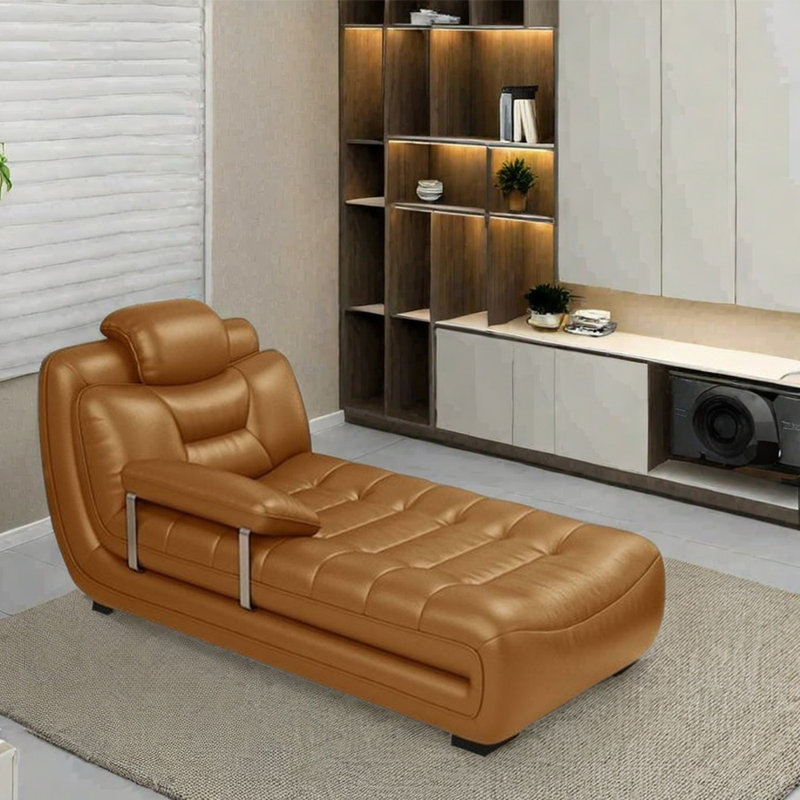 Fauteuil inclinable moderne en éponge haute densité, Orienté à droite, Tawny