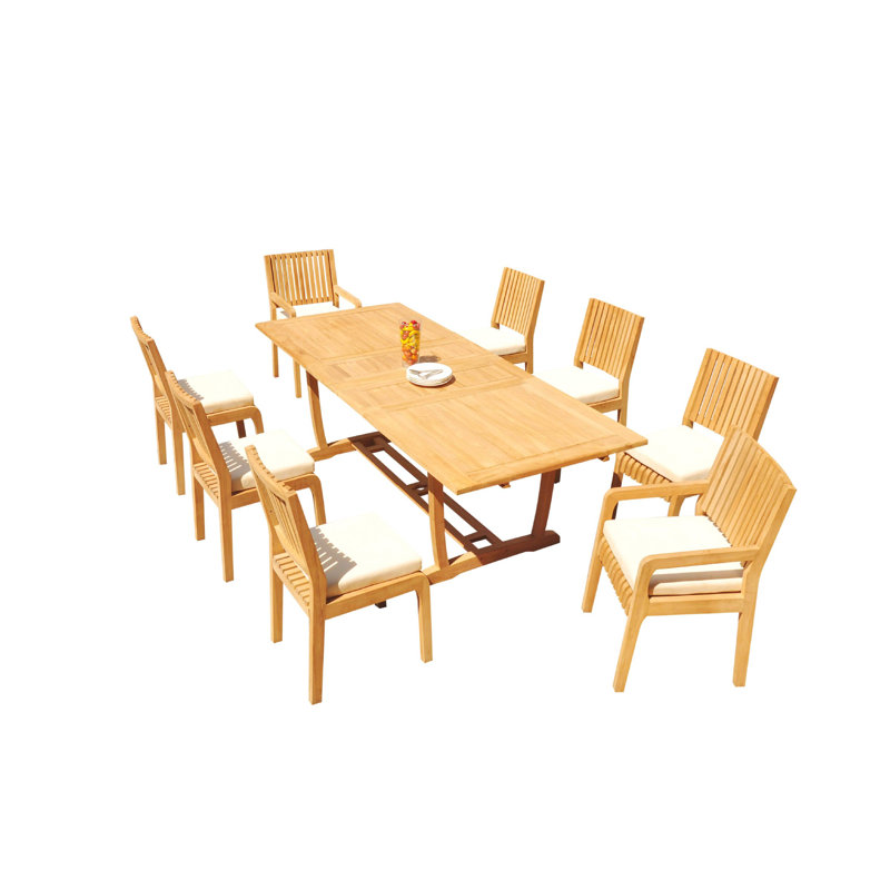Ensemble de salle à manger en teck Maskell, H 30,5 po x L 117 po x l 40 po, 10