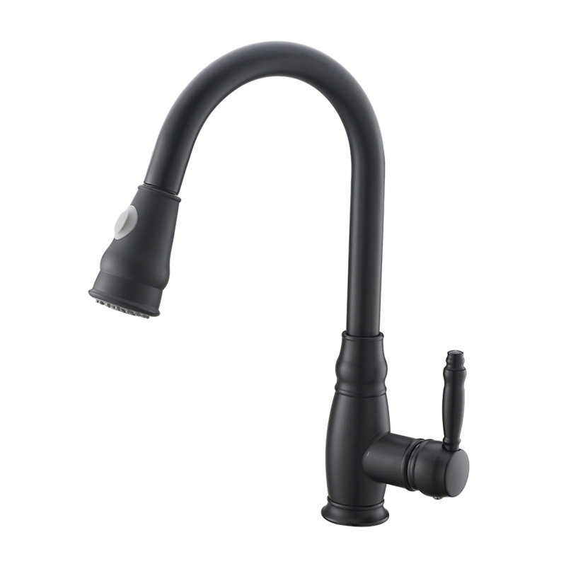 Versatile Pull-down Sprayer Brass Matte Black Modern Faucet For Efficient Kitchen Use
