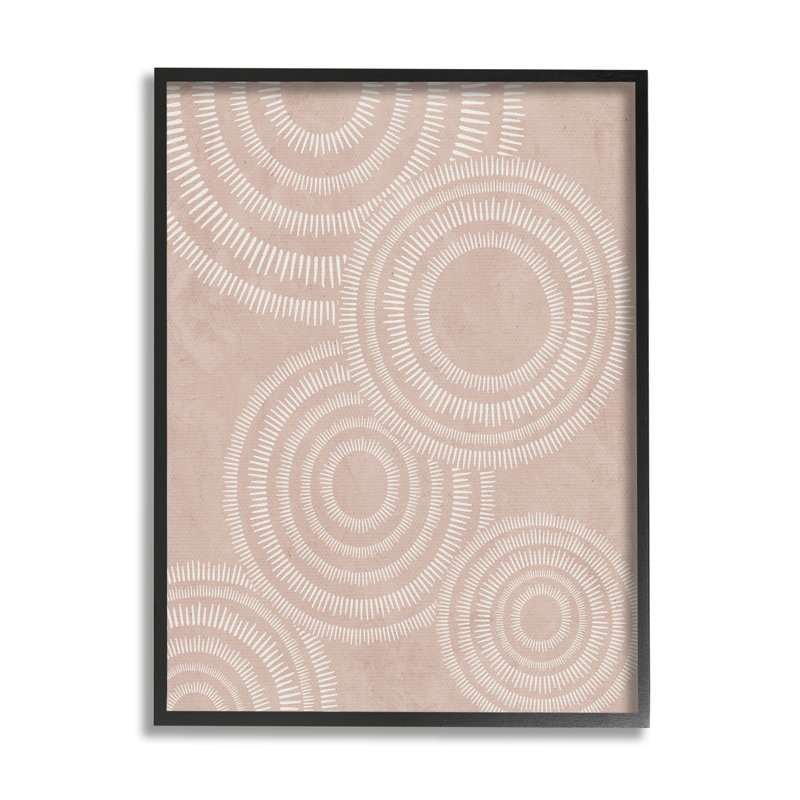 «Boho Circles Beige» encadré, estampe numérique par JJ Design House LLC, Giclée encadrée noir minuit