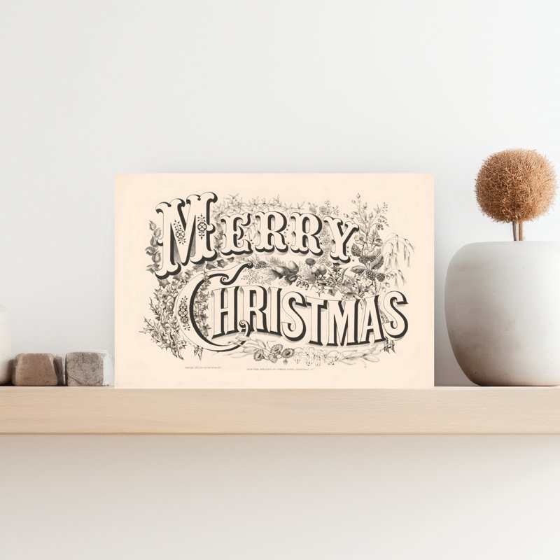 Reproduction d'art mural rétro rétro «Merry Christmas Classic Elegant Nature Winter», 12" H x 18" W