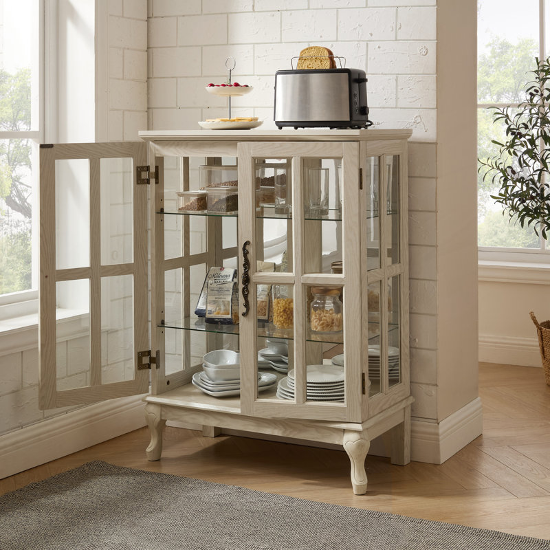 Armoire de rangement en verre avec bande lumineuse RVB en couleur et 2 tablettes réglables