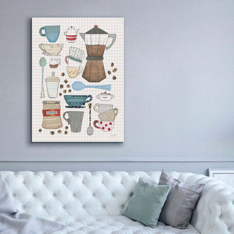 «Red Coffee Barrel I V2 Gingham» par Courtney Prahl, art mural sur toile, H 54 po x l 40 po x P 1,5 po