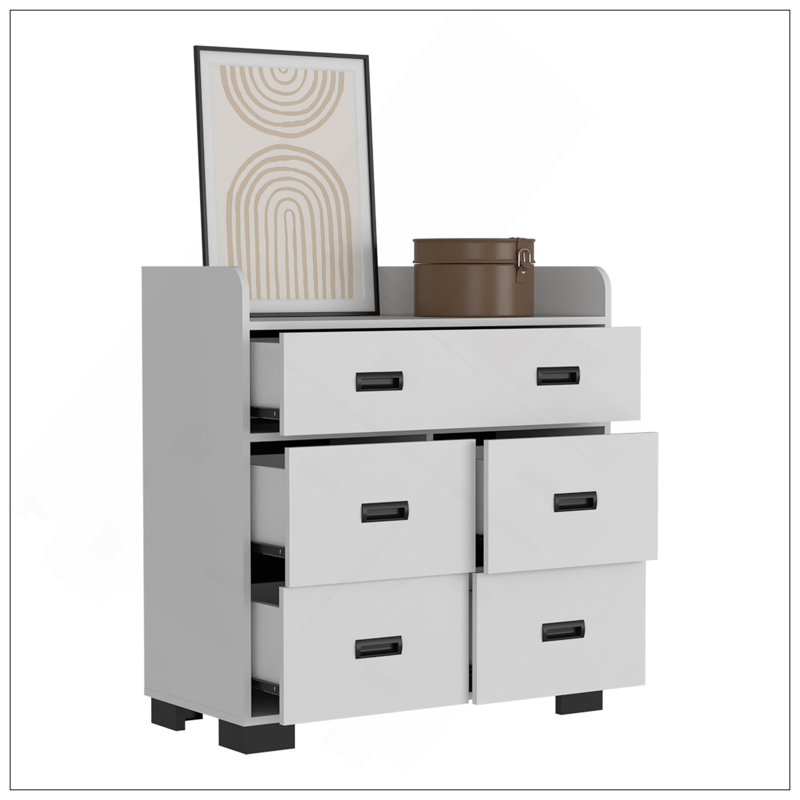 Commode Waporan, chambre à coucher, blanc, Blanc