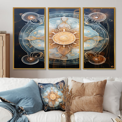 «Mystical Blue Flower - Boho Mandala», ensemble de reproduction d'art mural