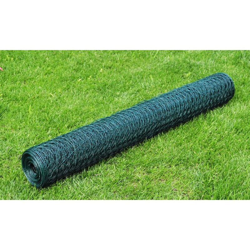 Maplewood Chicken Wire Fence with PVC Coating 25x1 m Green