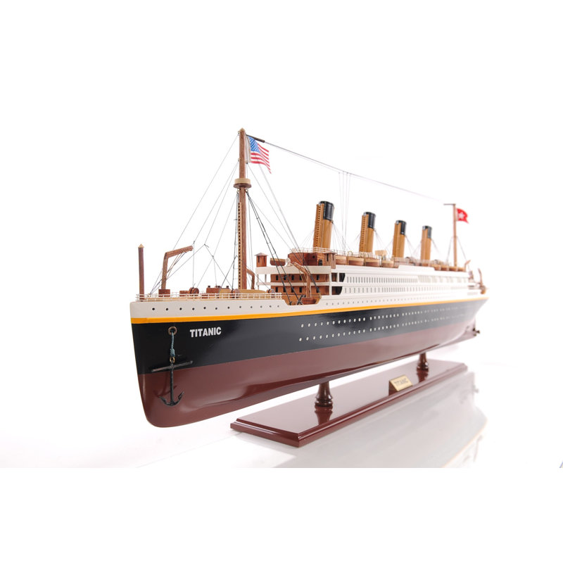 10" Black And Red 1912 RMS Titanic Small Boat Hand Painted Decorative Boat, H 10 po x l 25 po x P 3,5 po