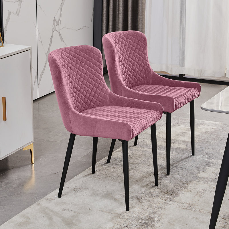 Sherrell 50cm H Velvet Upholstered Side Chair, Pink