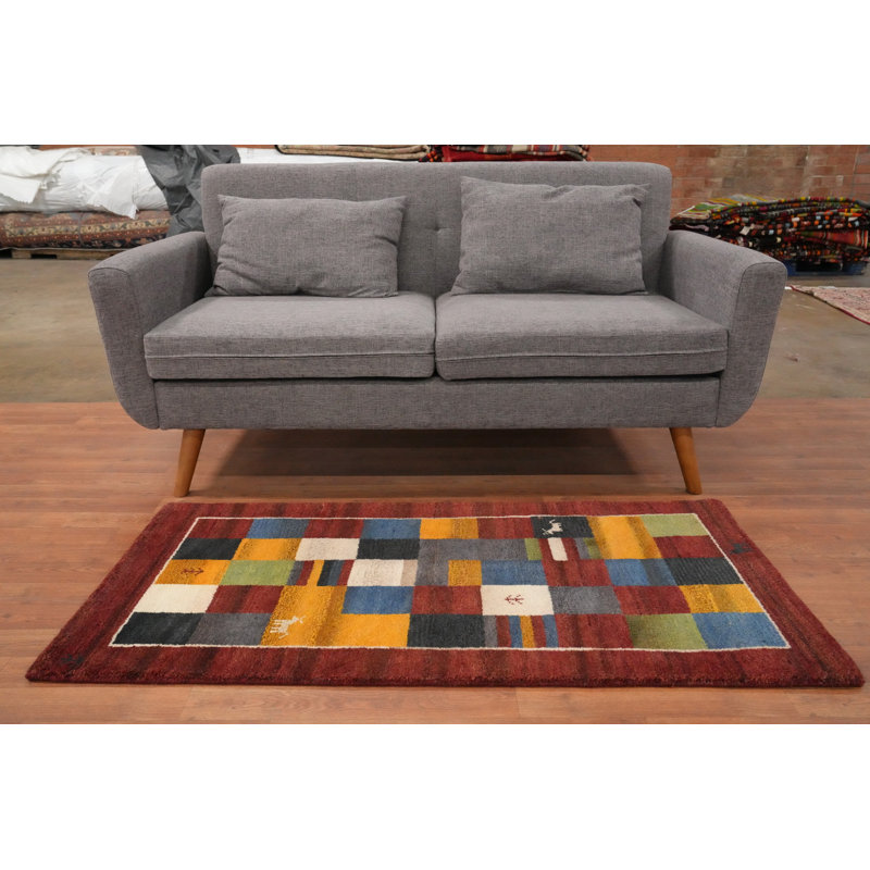 Checkered Gabbeh Oriental Runner Rug 2x5