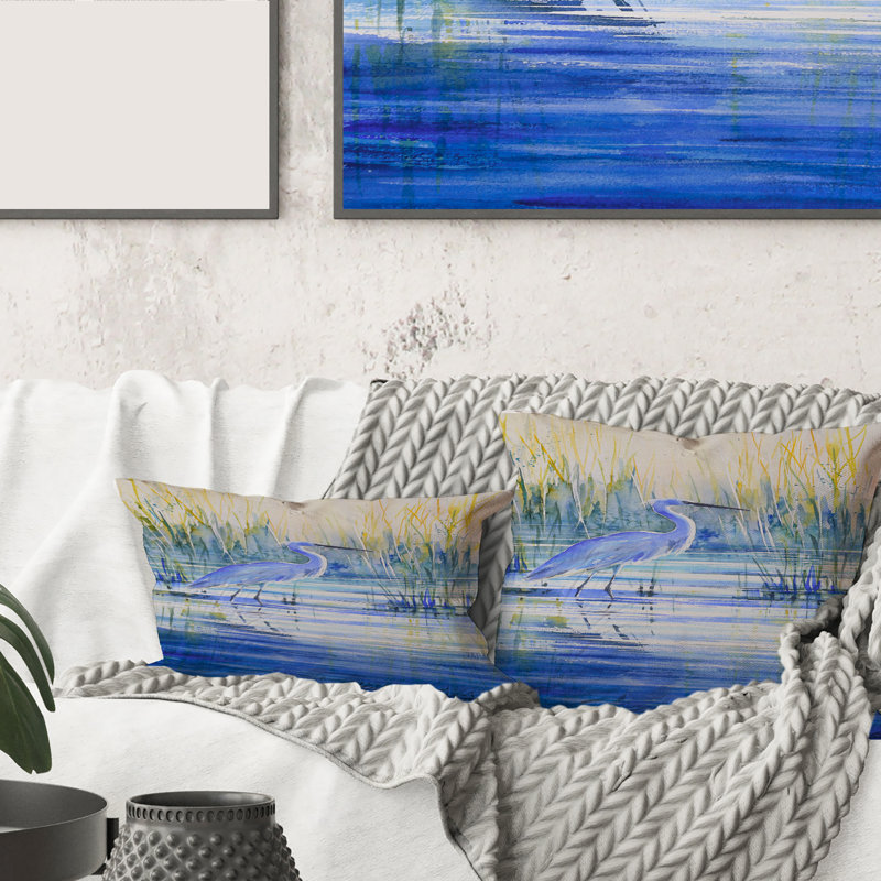 Housse et insert de coussin rectangulaire Heron on the Lake Shore at Sunset