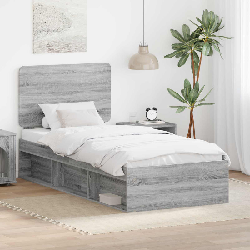 Bed, European Single (90 x 200 cm), Grey Sonoma