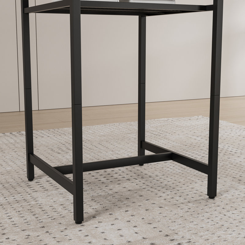 Bar Table Set With Backrest Stools & Partition, Kitchen Counter Height Dining Set, Brown, Brown/Black, Black