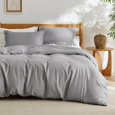 Bedsure Gray Duvet Cover Oversized King Size - Soft Double Brushed Bedding Set for Kids & Adults（Set of 3）