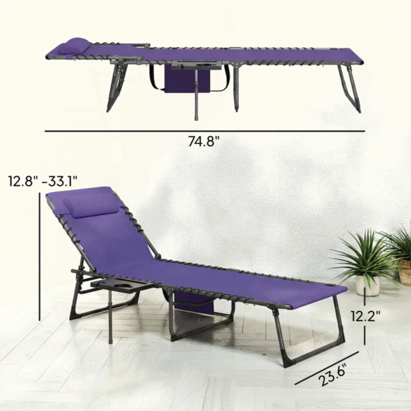 Chaise de bronzage portable, chaise longue pliante d'extérieur, Violet