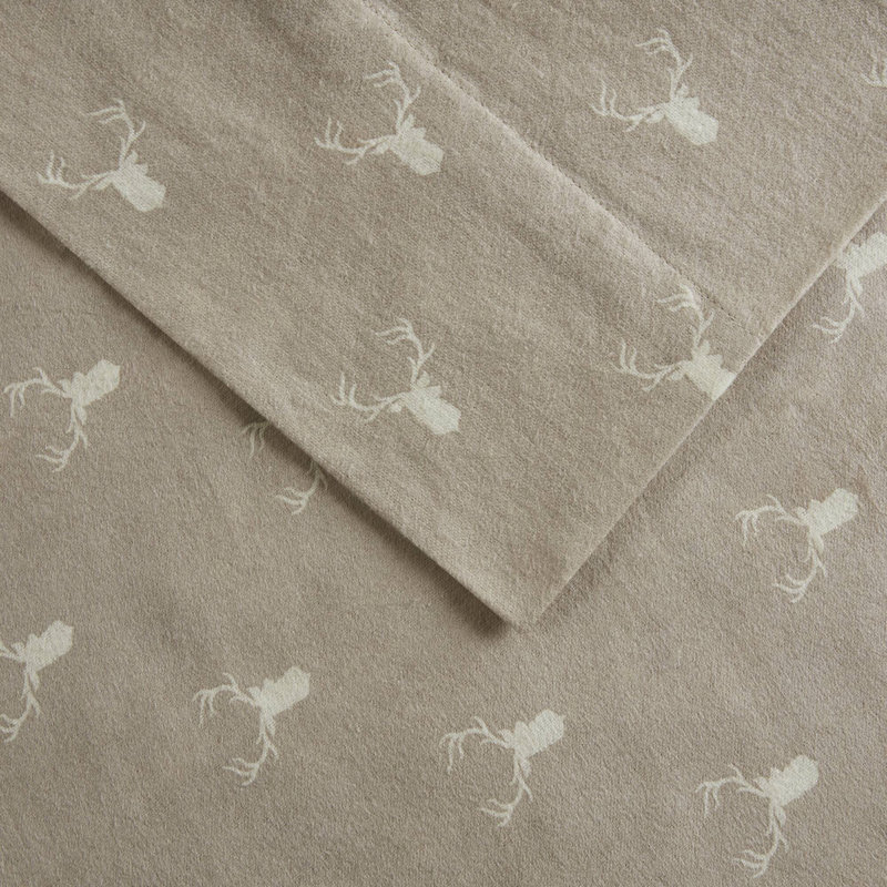 4 Pieces Cotton Flannel Printed Sheet Set, King Sheet Set with 2 Pillowcases