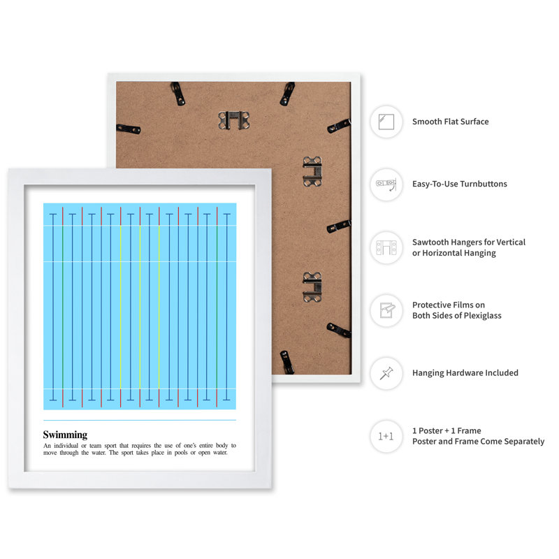 Natation définition, Poster, White Framed, 11"H x 14"W