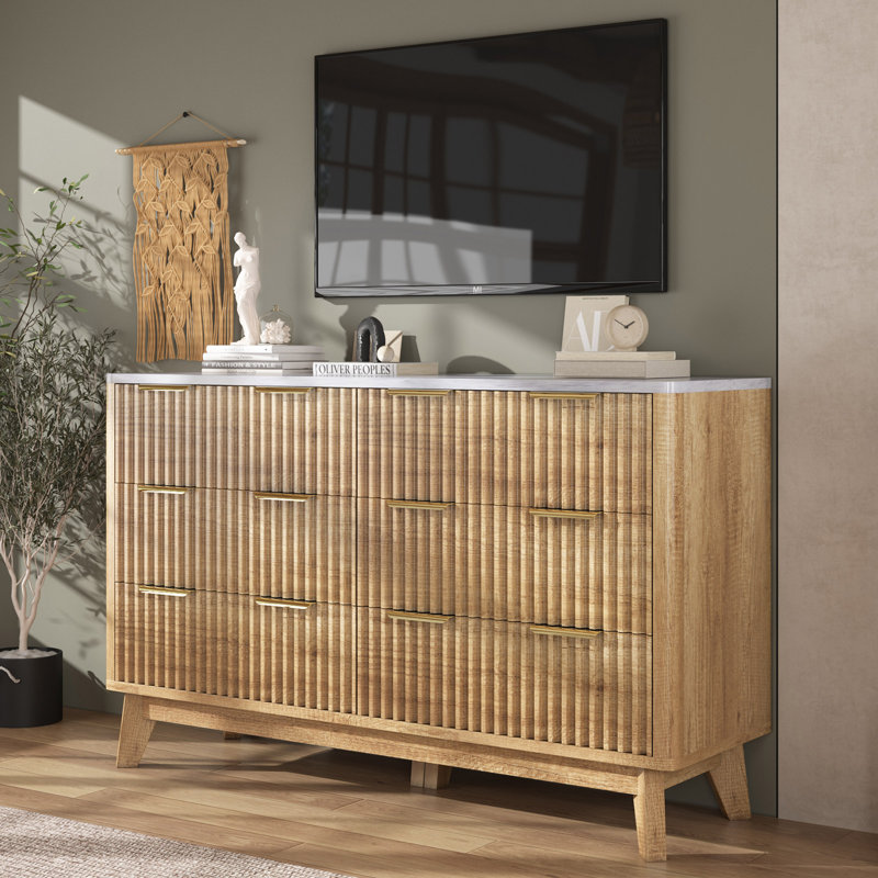 6 Drawer Dresser, Farmhouse Style, Yellow