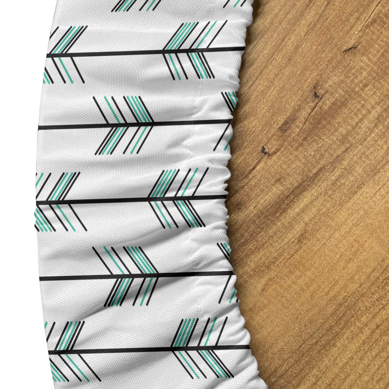 East Urban Home Arrow Fitted Round Tablecloth Diameter Black White Green, 51.97" Round