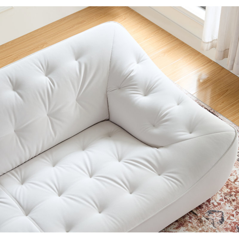 Najya Captivating 89" Reception Sofa with Solid Wood Frame and Tufted Elegance Decor, White