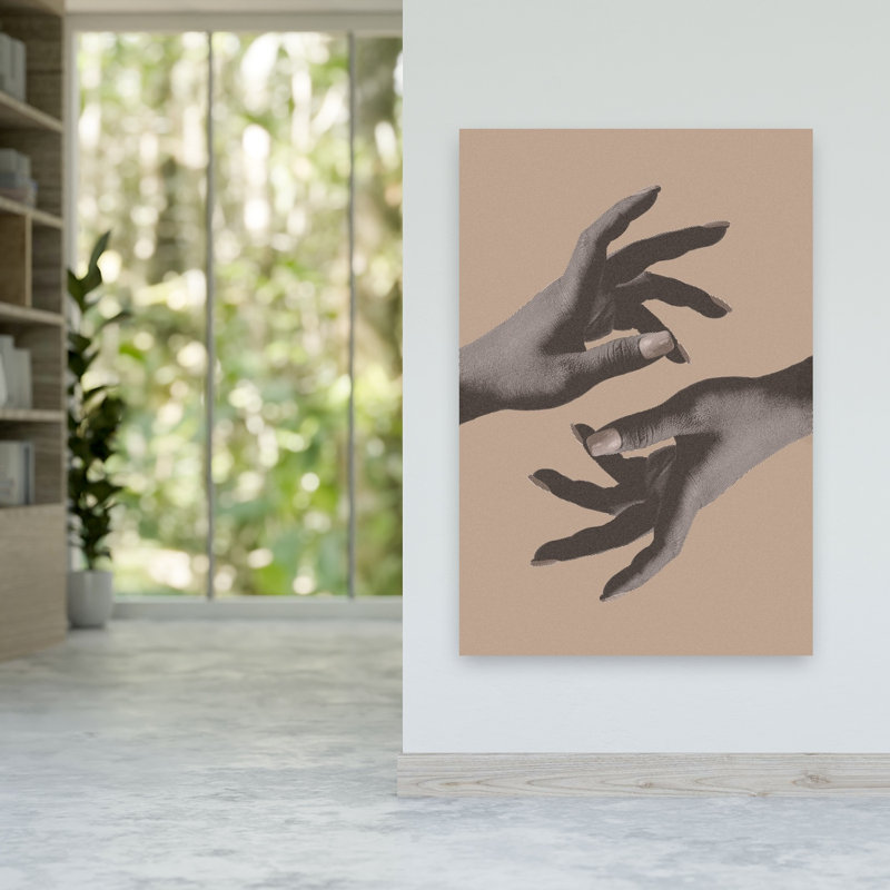Elegant Reaching Hands Abstract Classic Contemporary Wall Art Print by Pictufy Studio III - Wrapped Canvas Print
