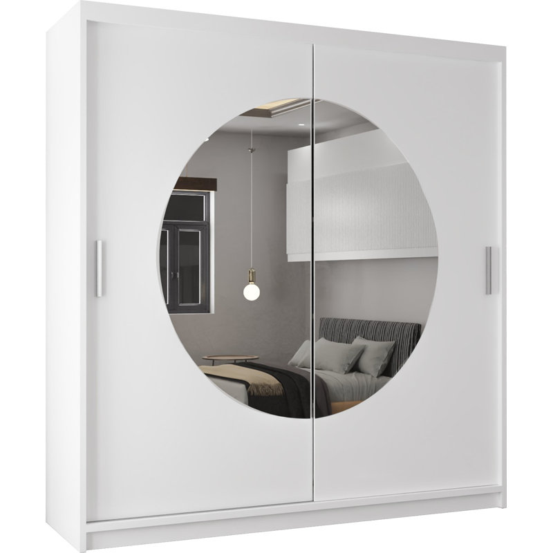 Cevahir 2 Door Manufactured Wood Wardrobe, White, 217cm H x 150cm W x 62cm D