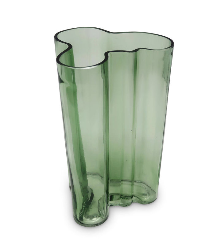 Tinted Curved Vase, 9.80" H x 5.50" W x 6.50" D, Green