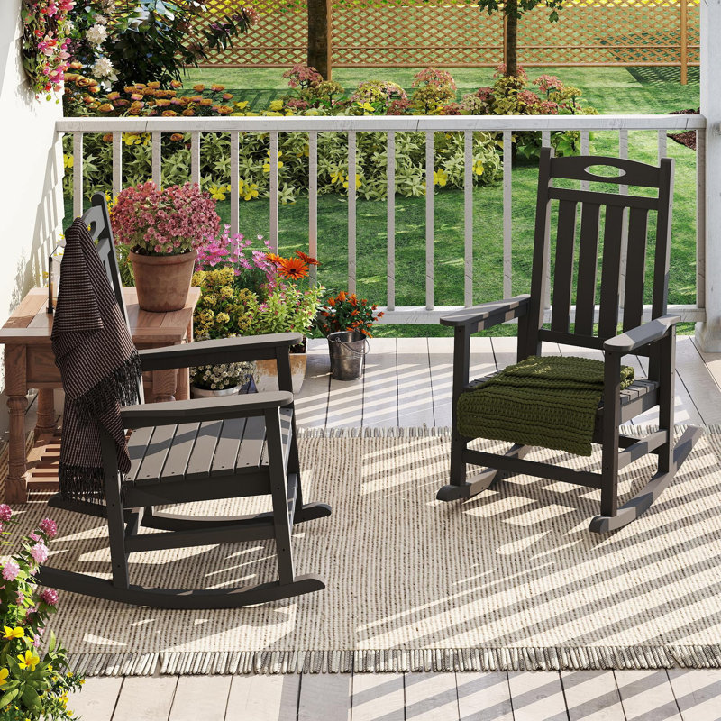 Patio Outdoor Rocking Chair(Set Of 2), Gray