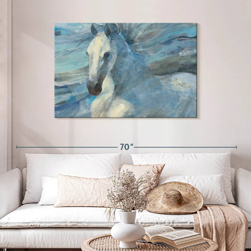 Brampt Illustrative White Horse, 30" H x 45" W
