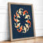 Koi Circle Japandi - Framed Print-520907049-520907095