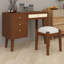 Coiffeuse Retro Bohemian avec port USB, tabouret, 3 tiroirs de rangement et 1 tiroir en rotin