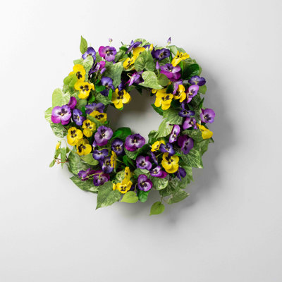Handcrafted Faux Pansy Silk Wreath