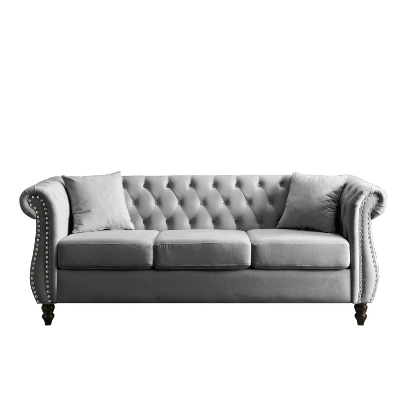 3 + 2 In Grey Velvet - Nailhead Trim For Sophistication, Structure Classic Design With Modern Twist, Build