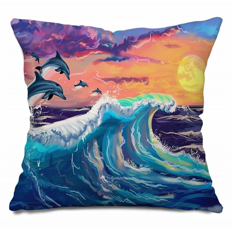 Coussin Trendy, Orange / bleu