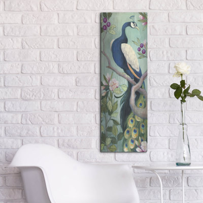 Art mural en métal luxueux «Pretty Peacock 1 C» par Julia Purinton
