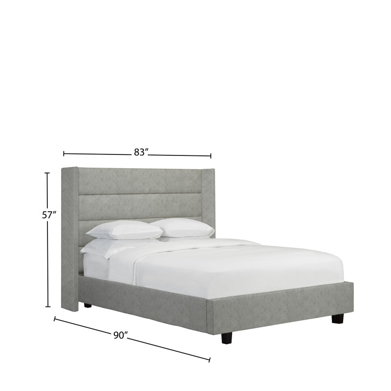 Lit plateforme tapissier avec rangement à profil bas Haslemere, Gris, Très grand