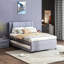 Lit double gris avec lit gigogne pliable. Bois de pin massif + cadre. Pas de sommier tapissier. Lit gigogne ajustable simple à installation simple - Design élégant
