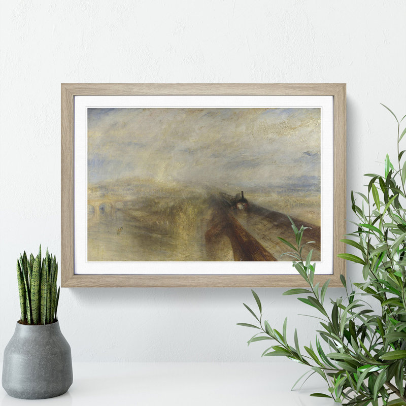 Rain, Steam and Speed by Joseph Mallord William Turner - Picture Frame Painting, 27cm H x 36cm W x 2cm D, Oak Framed