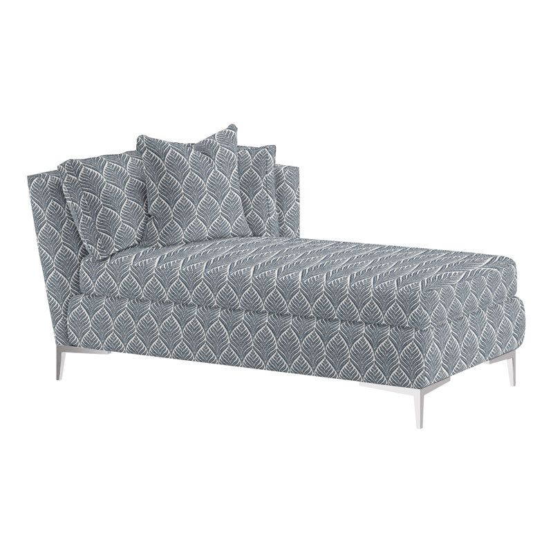 Aiden Chaise Lounge, Right Hand Facing, Polished Stainless, Perigold In The Loop White Pepper