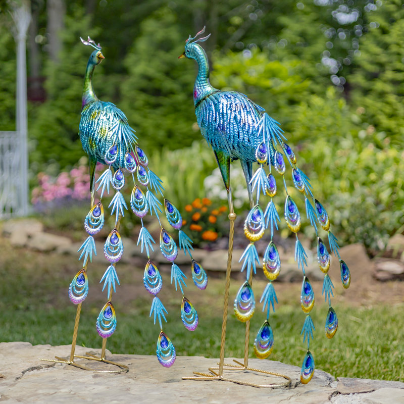 Ensemble de 2 statues paon Windcrest