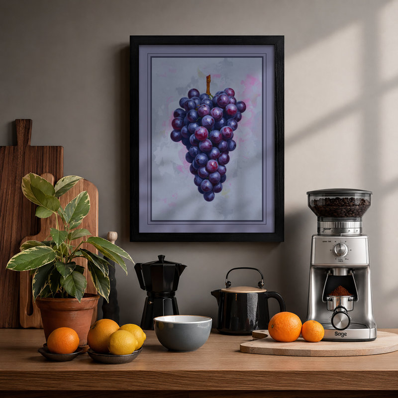 Cluster of Grapes Botanical - Framed Print, Black, A3 - 42.0 x 29.7 cm