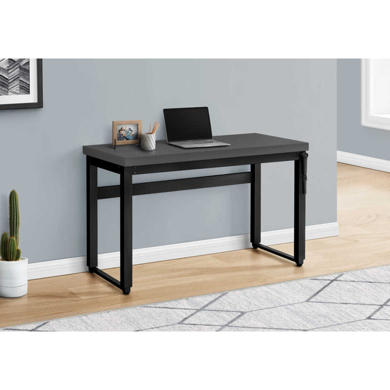 Bureau d'ordinateur, bureau personnel, debout, réglable, L 48 po, travail, ordinateur portable, stratifié gris, métal noir, contemporain, moderne