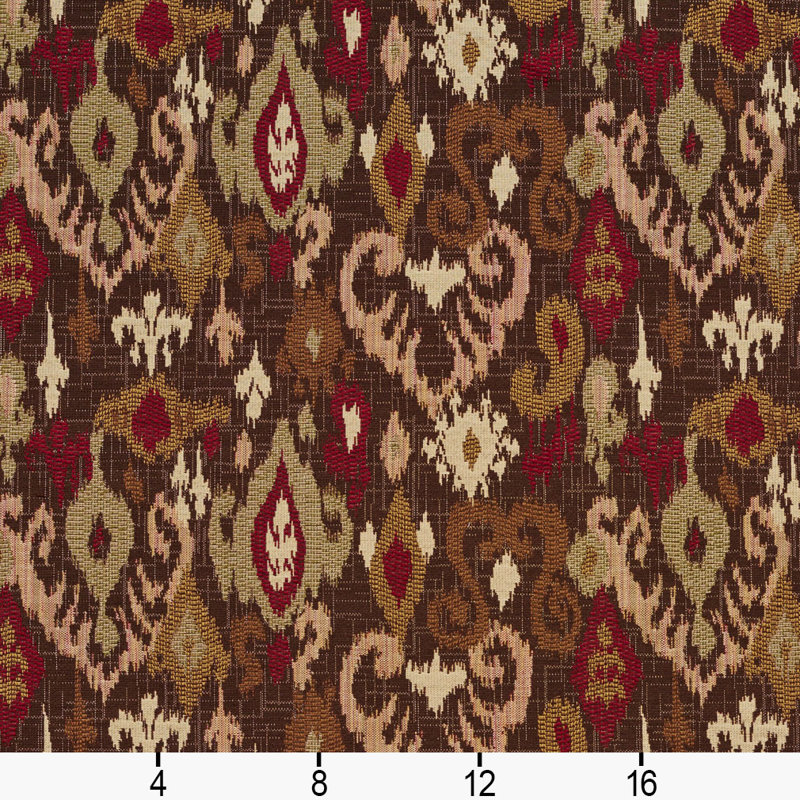 Tissu de texture ikat, Brun / Rouge