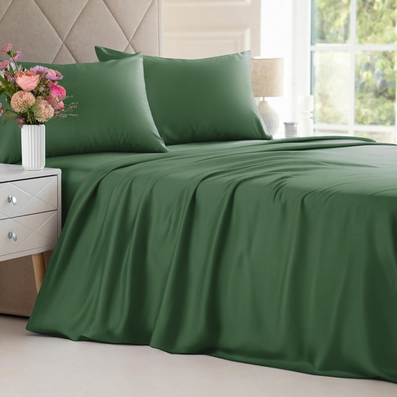 Bamboo Sheet Set, Cooling & Breathable Bed Sheets, Soft Hotel Luxury Bedding, Deep Pocket Fit, Full Sheet Set + 2 Pillowcases