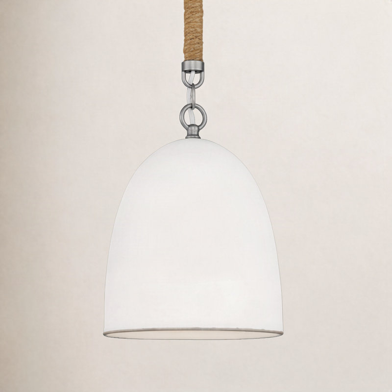 Karissa 1-Light Dimmable Sloped Ceiling Adaptable Pendant, Antique Nickel, White