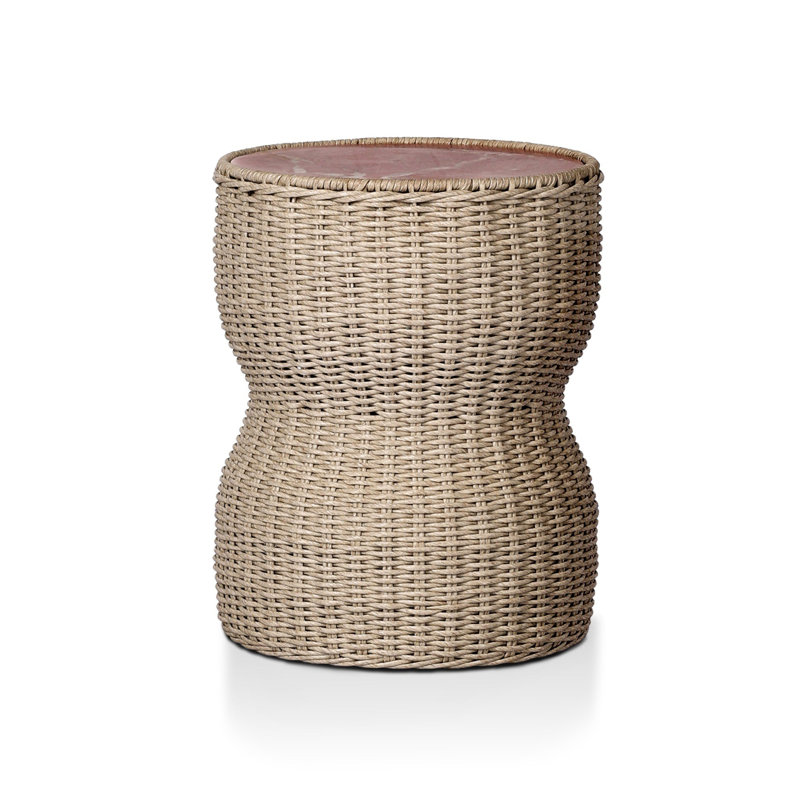 Brixby Outdoor Round Side Table, Desert Marble