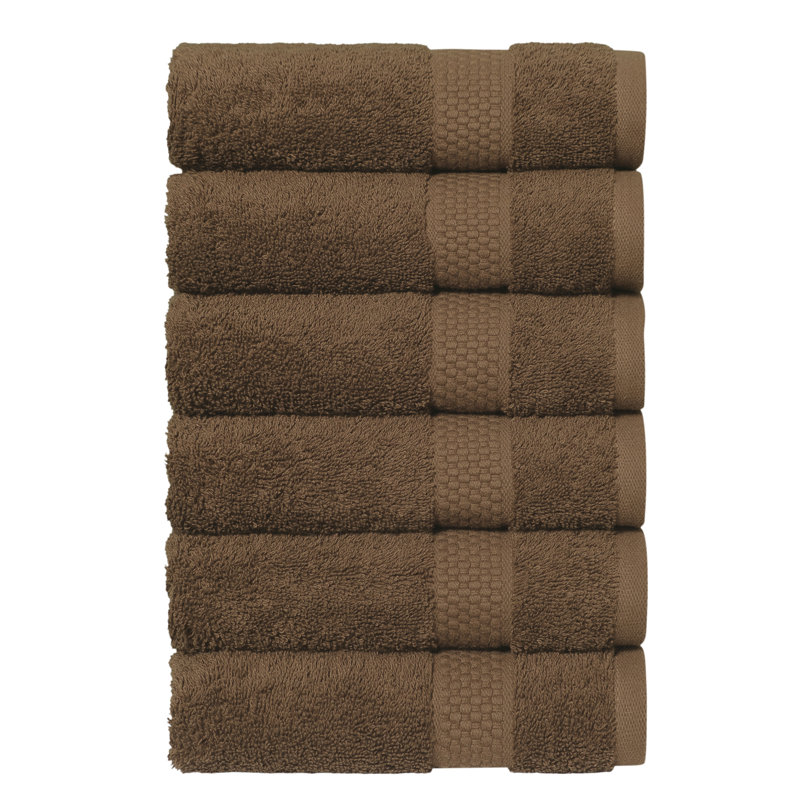 STARLIGHT 100% Turkish Cotton Terry Hand Towels, Dark Brown